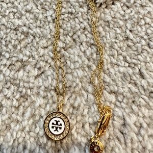 Special Necklace❗️100% AUT Tory Bruch double sides Miller Pave Logo  Necklace